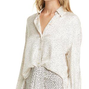 Vince Ditsy Dot Blouse Chiffon Button Top XS NWT